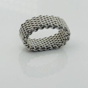 Size 5.5 Tiffany & Co Sterling Silver Somerset Mesh Weave Flexible Ring